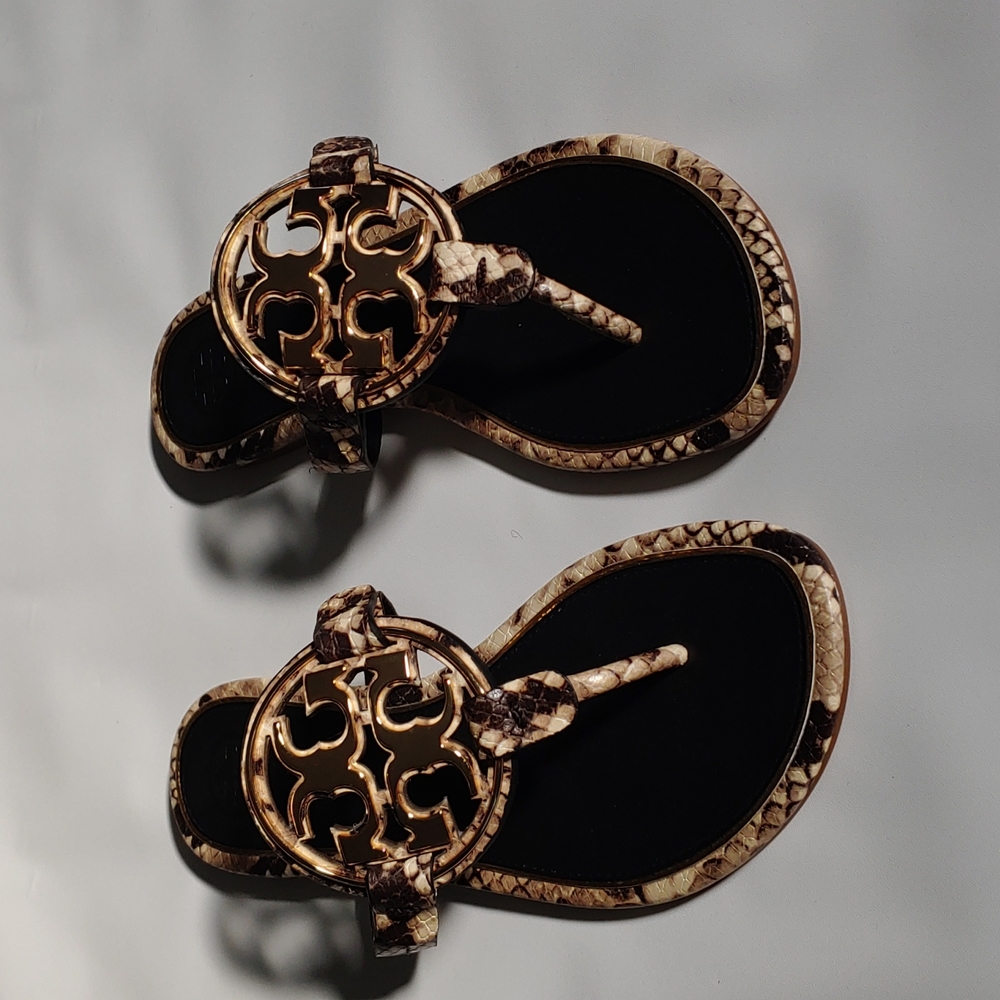 Tory Burch snakeskin gold sandles NWOT sz 6m
